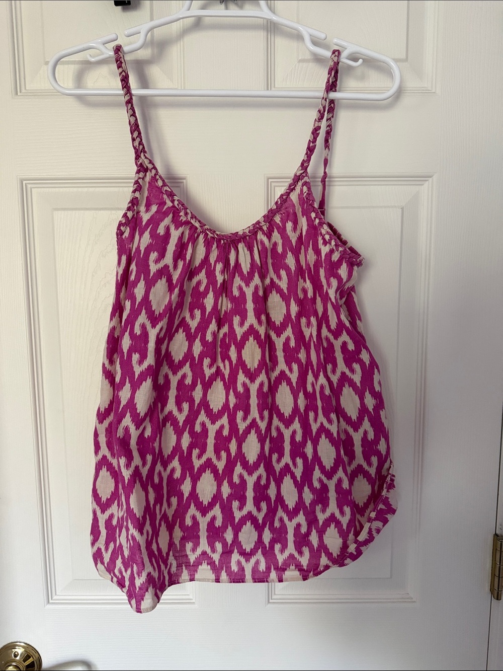 GAP Pink and White Ikat Spaghetti-Strap Tank